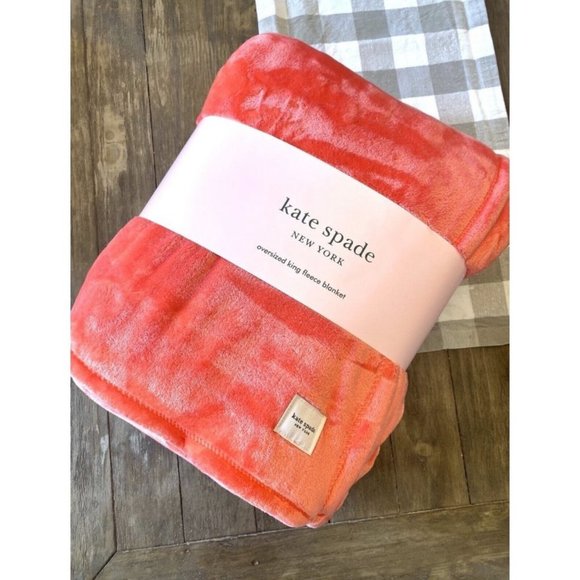 kate spade Bedding Kate Spade New York Nwt New Coral Bright Rare Oversized King Blanket Soft